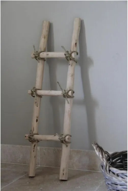 Decoratie Ladder Brocant met touw 100 cm