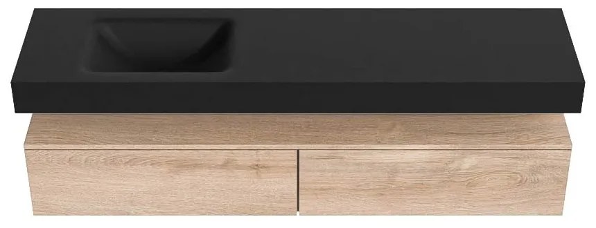 Zaro Alan badmeubel 180cm washed oak 2 lades met vrijhangende wastafel cloud links zonder kraangat urban