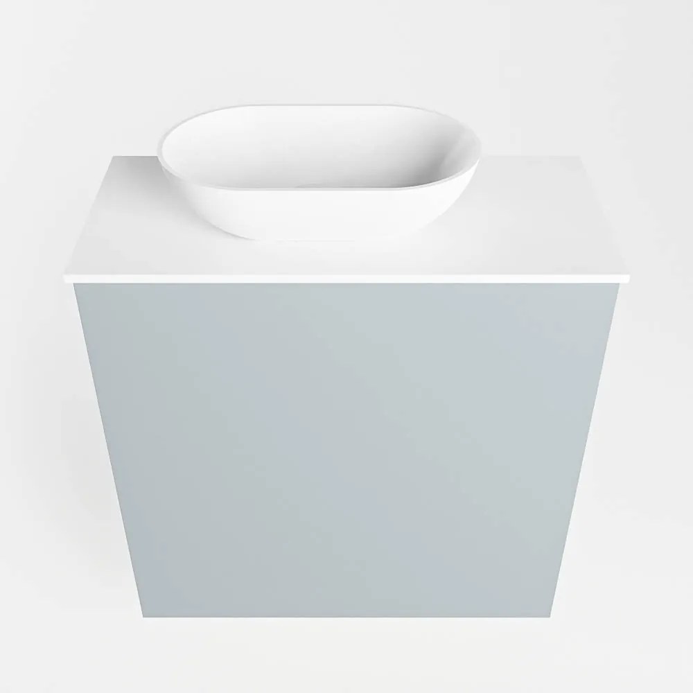 Mondiaz Fowy toiletmeubel 50cm clay met witte waskom links en kraangat