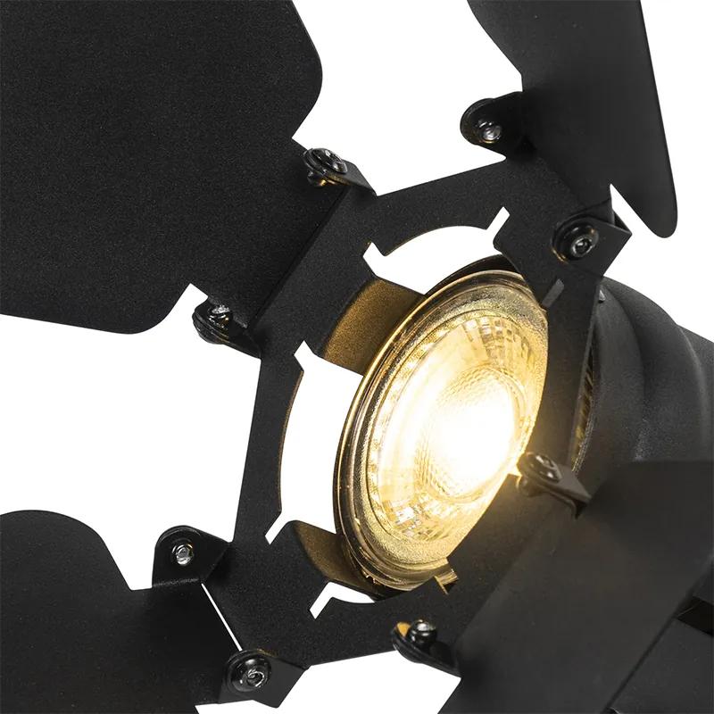Railsysteem met 5 Spot / Opbouwspot / Plafondspots zwart - Movie Modern GU10 Binnenverlichting Lamp
