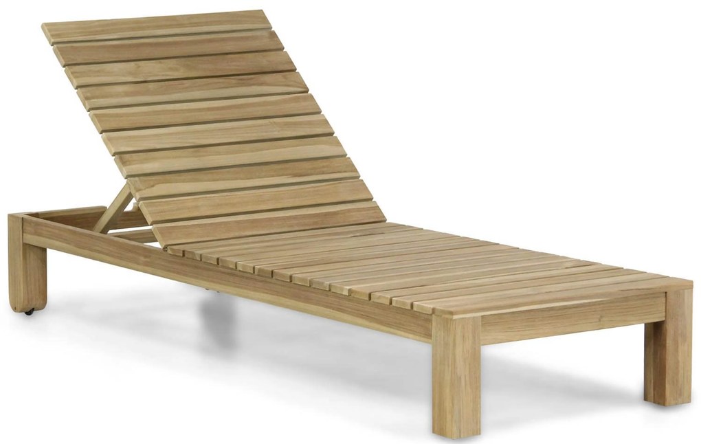 Santika Furniture Santika Arlington Lounger Met Green Kitsilano Kussen Teak Old Teak Greywash