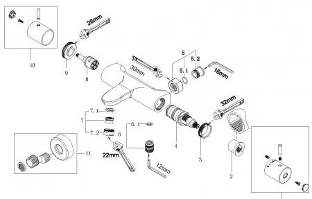 Mueller Round bad thermostaatkraan RVS-look