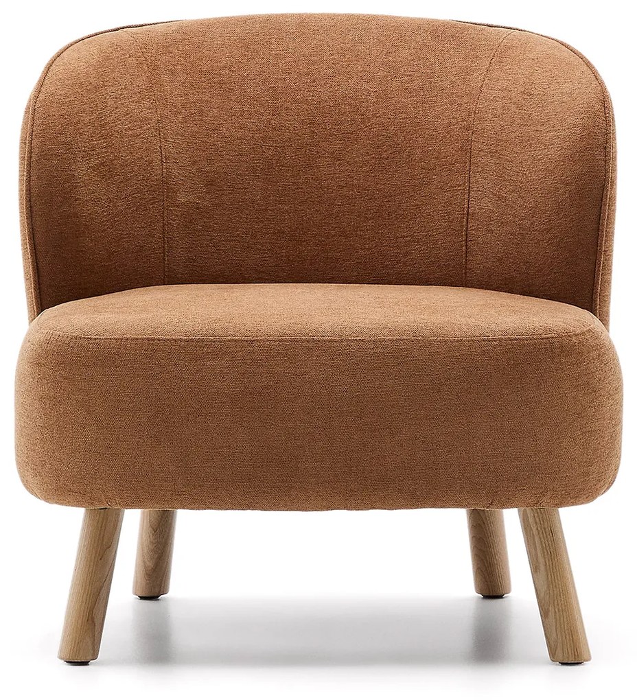 Kave Home Ulit Fauteuil Terra Chenille Met Houten Pootjes