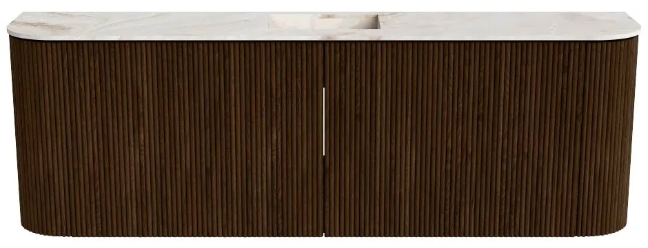 Mondiaz Joya DLux 125cm toiletmeubel ronding links/rechts walnut met wastafel faye midden zonder kraangat frappe