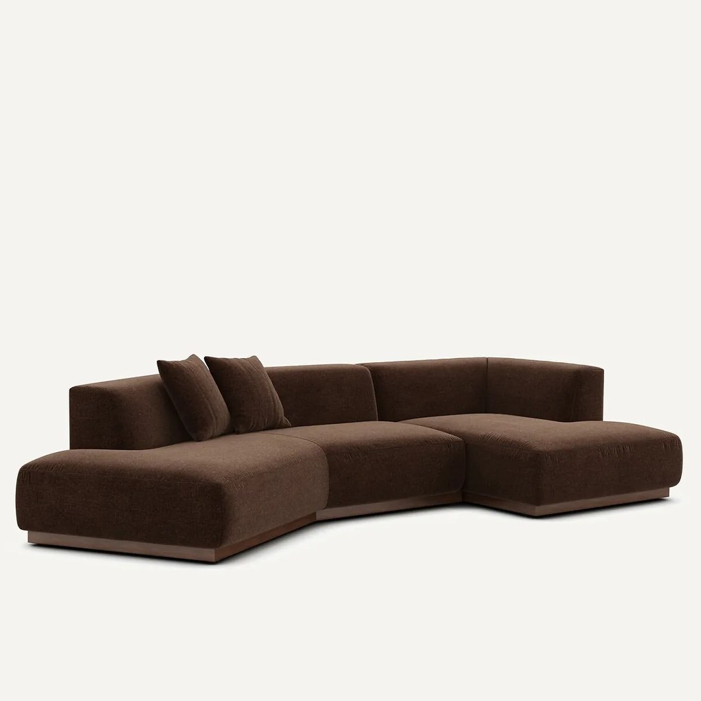 Rechter hoekbank in chenille fluweel, Jacopo