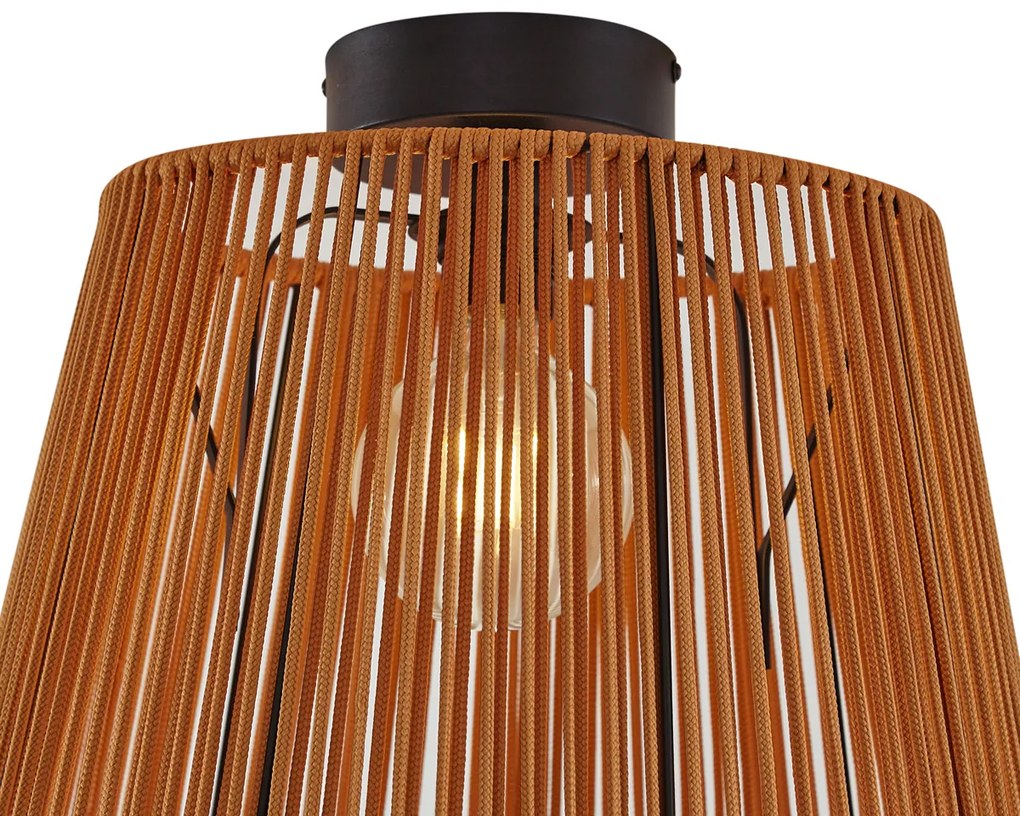 Buiten plafondlamp met oranje touw IP54 - JaylaJapandi E27 IP54 Buitenverlichting rond