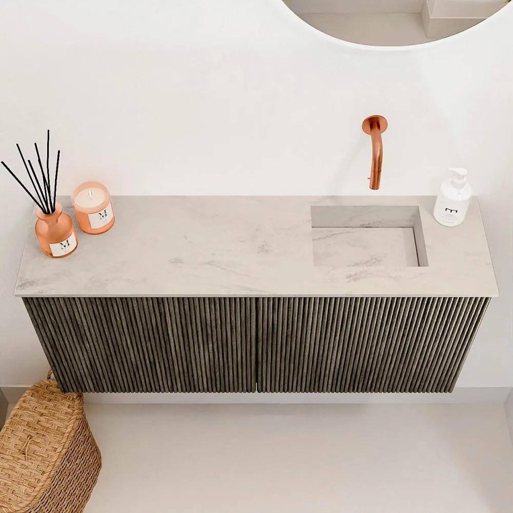 Mondiaz Joya DLux 90cm toiletmeubel shadow met wastafel faye rechts zonder kraangat opalo