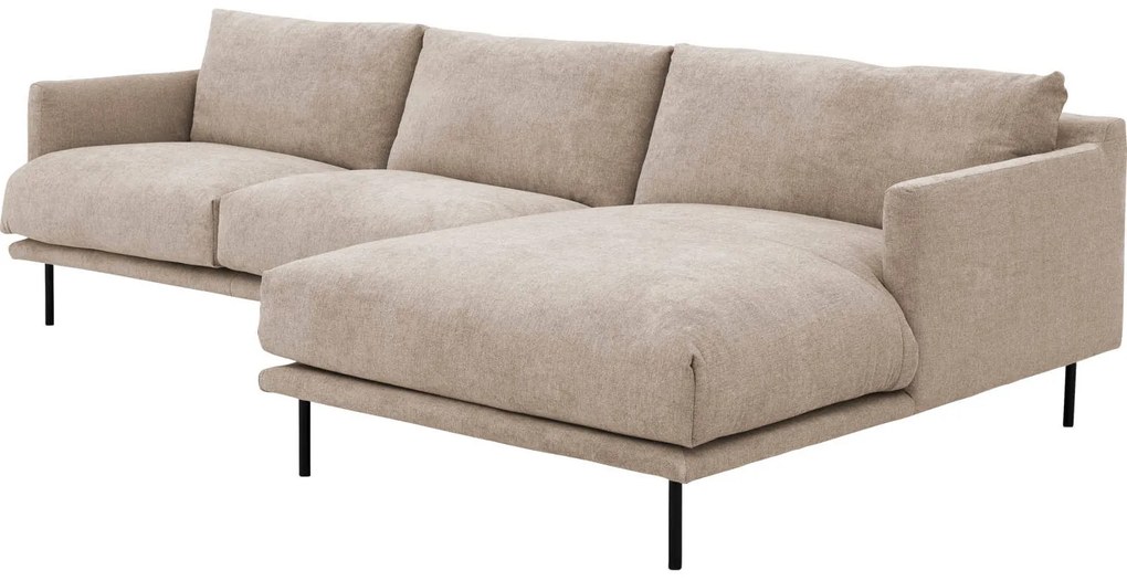 Goossens Bank Luxor Stof beige, stof, 2,5-zits, modern design met chaise longue rechts