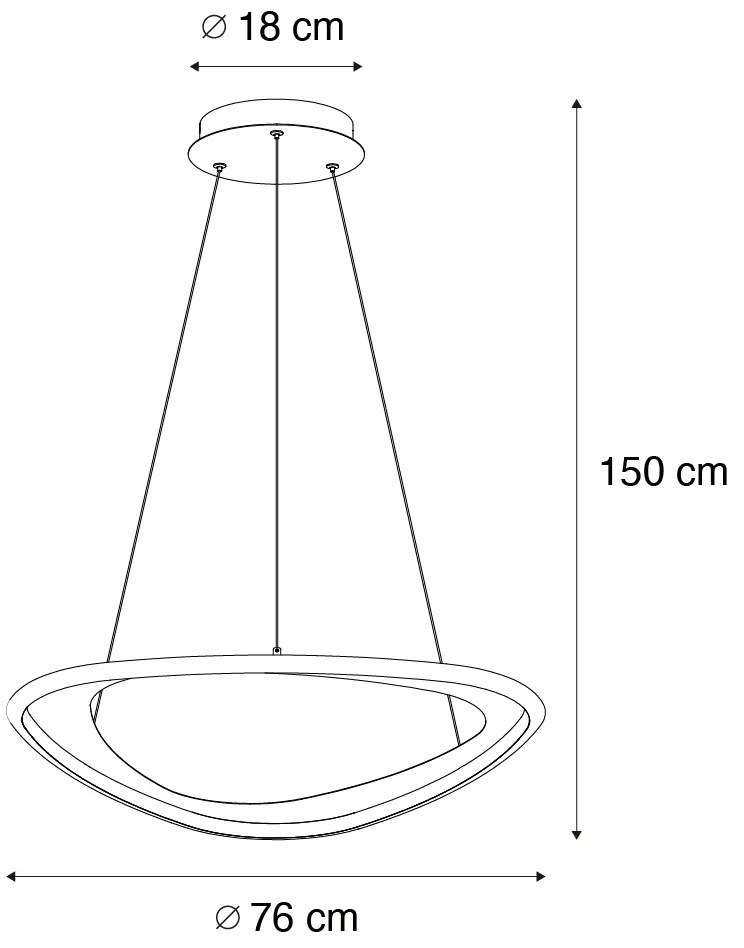 LED Design hanglamp goud 3-staps dimbaar - Organico Design Binnenverlichting Lamp