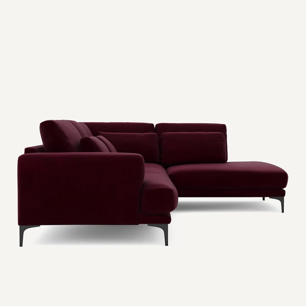 Linkse hoekbank met leuning in fluweel, Marsile