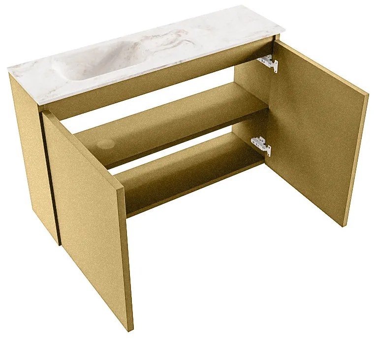 Mondiaz Ture DLux toiletmeubel 80cm oro met wastafel frappe links zonder kraangat