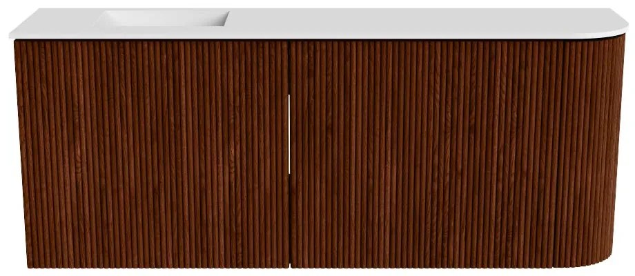 Mondiaz Joya 100cm toiletmeubel ronding rechts ruby met wastafel faye links 1 kraangat talc