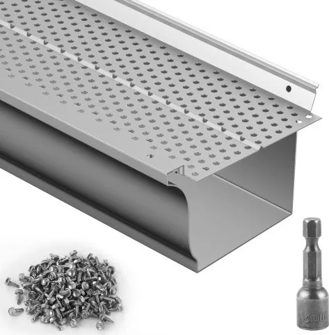 VEVOR dakgootbeschermers, 5" brede aluminium bladfilters, doe-het-zelf dakgootbeschermers, verpakking van 13, totale lengte 500 ft, gatdiameter 0,16" en 0,02" dik, Raptor dakgootbeschermers, past