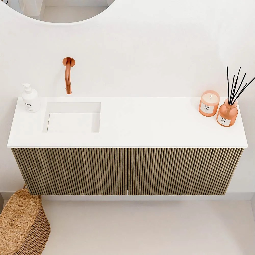 Mondiaz Joya 90cm toiletmeubel dusk met wastafel faye links zonder kraangat talc