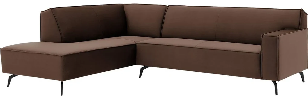 Goossens Basic Hoekbank Edolo bruin, stof, urban industrieel met ligelement links