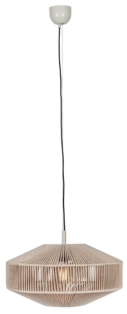 Japandi hanglamp bruin touw 46cm - SveaJapandi E27 rond Binnenverlichting Lamp