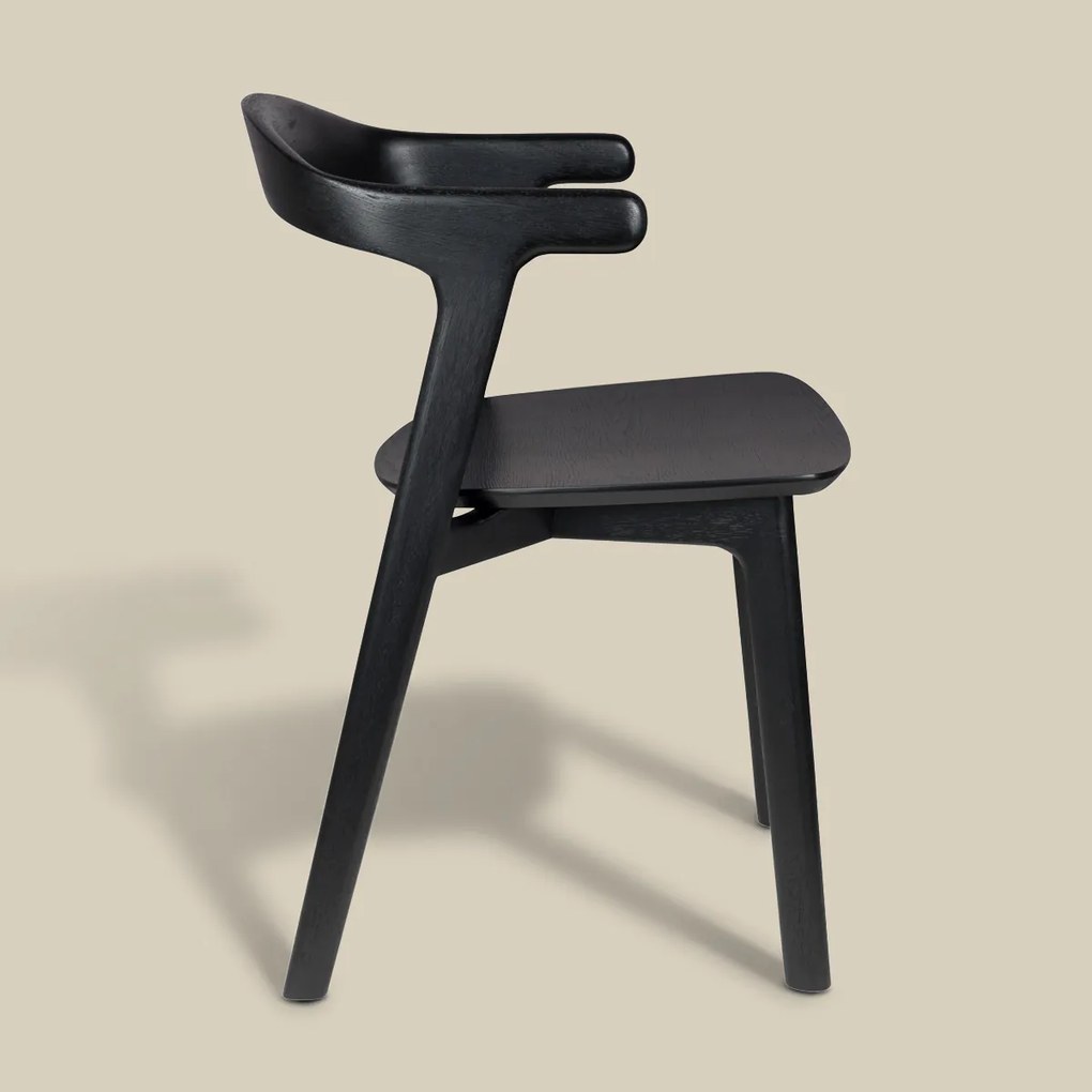 Houten Eetkamerstoel Zwart Minimalistisch