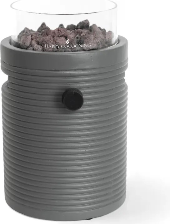 Happy Cocooning Lumi Groove tafelbrander rond 21,5xH37 cm Smokey Anthracite