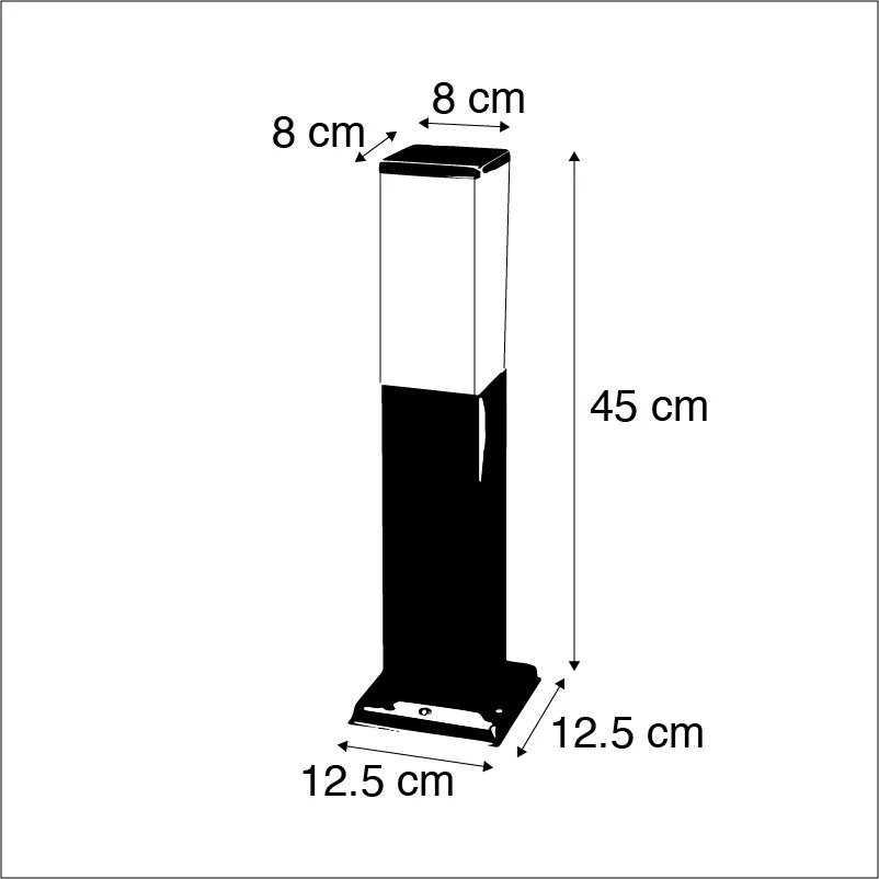 Moderne buitenlamp 45 cm staal - Malios Design, Modern E27 IP44 Buitenverlichting kubus / vierkant