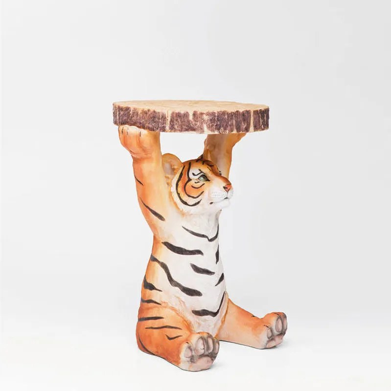 Bijzettafeltje Tijger - 37 X 35cm.