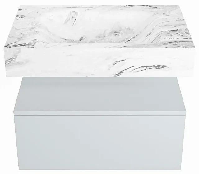 Mondiaz Alan DLux badmeubel 70cm clay 1 lade met wastafel glace midden 1 kraangat