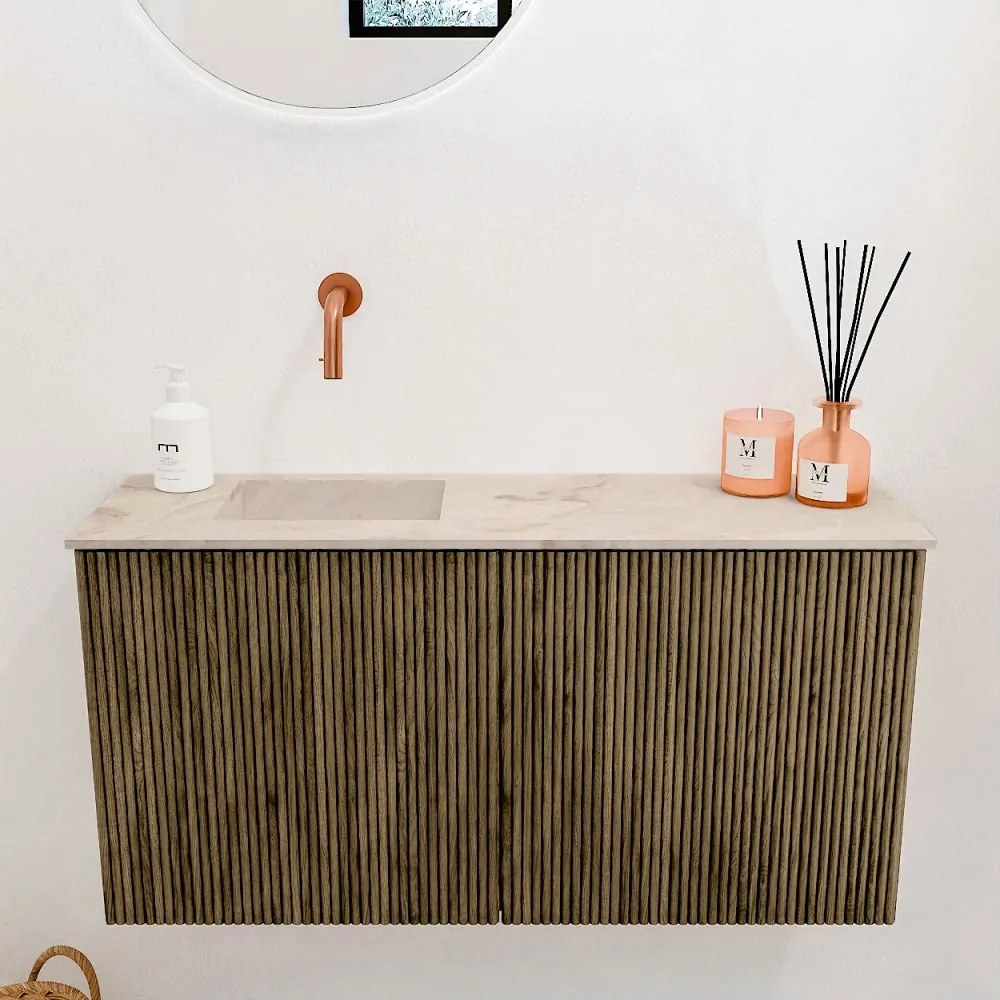 Mondiaz Joya DLux 80cm toiletmeubel dusk met wastafel faye links zonder kraangat frappe