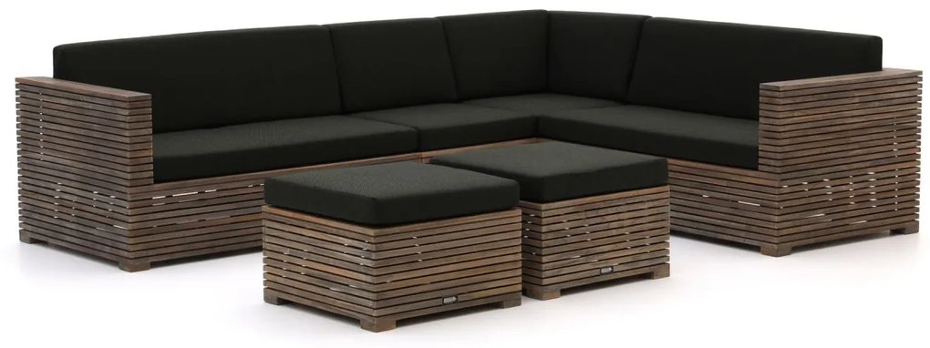 Hoek loungeset ROUGH  | 6 personen | Loungeset Grijs/Old Teak Greywash | Hoekbank Teakhout | 60x40cm | Kees Smit Tuinmeubelen