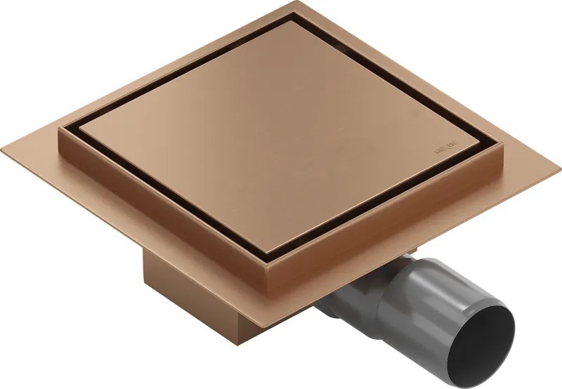 Mexen Flat-Q M13 vierkante vloerafvoer 12 x 12 cm, geborsteld koper - 1C10012