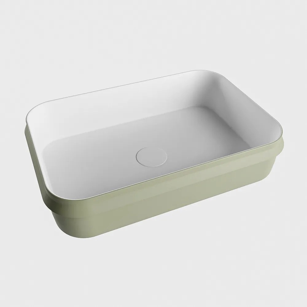 Mondiaz Arvo Solid Surface waskom 55x38cm army / talc