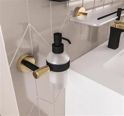 Eastbrook Catania messing zeepdispenser zwart mat en messing geborsteld