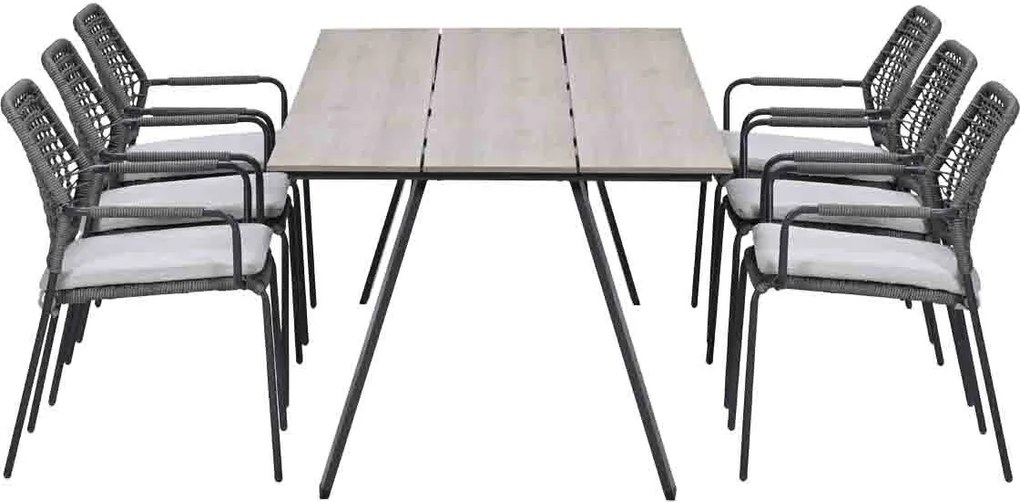 Garden Impressions Natas tuinset grijs 7-delig - Braga tuintafel 220x100 cm