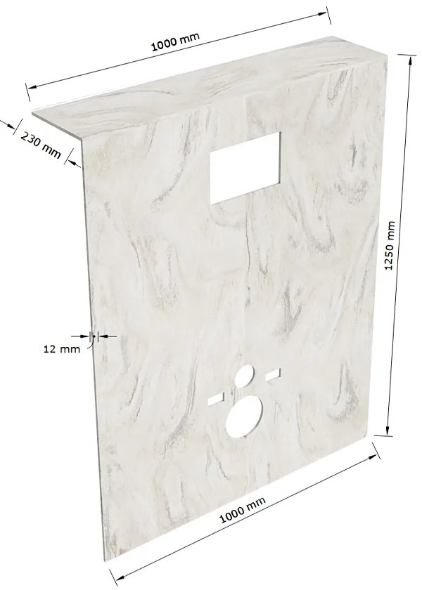 Mondiaz Hope toiletplaat solid surface 100x125cm ostra voorgeboord