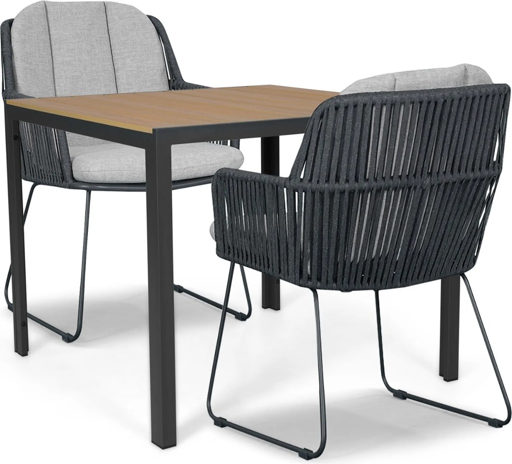 Tuinset 2 personen 909 cm Rope Grijs Domani Furniture Trivento/Creta