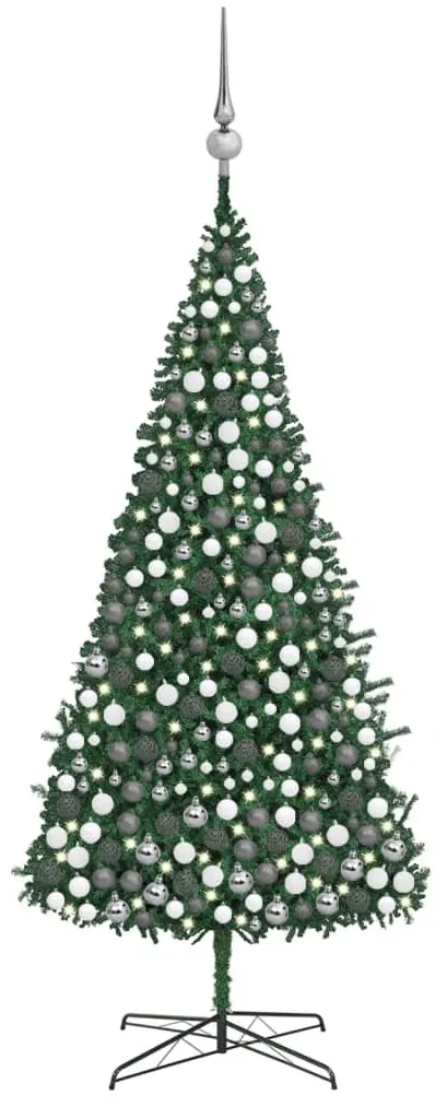 vidaXL Kunstkerstboom met LED's en kerstballen 400 cm groen