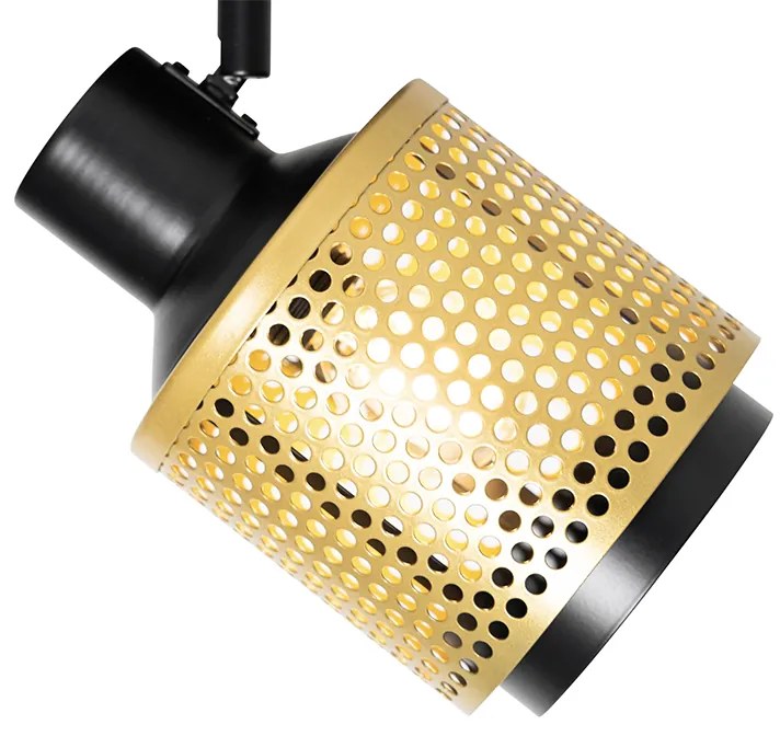 Industriële Spot / Opbouwspot / Plafondspot zwart met goud - Kayden Industriele / Industrie / Industrial E14 rond Binnenverlichting Lamp
