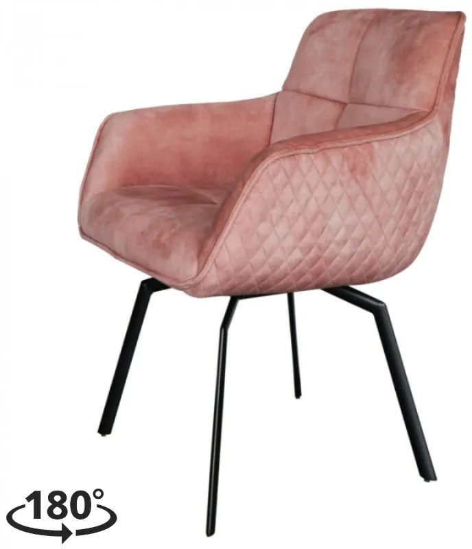 Eetkamerstoel - Peter - Draaibaar - stof Velours Adore rose