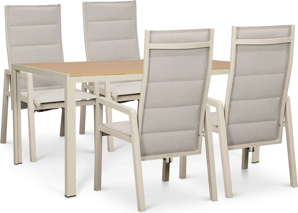 Tuinset 4 personen 150 cm Aluminium Taupe Lifestyle Garden Furniture Essence/Creta