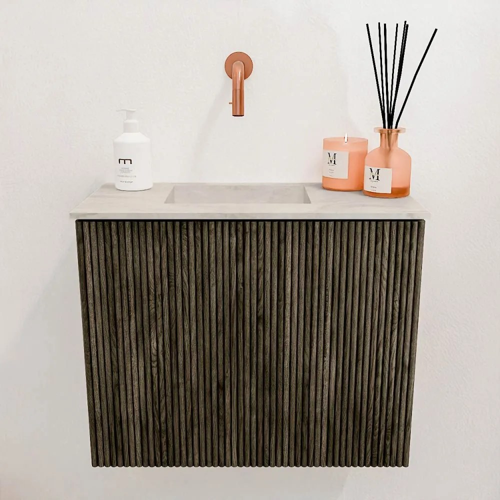 Mondiaz Joya DLux 50cm toiletmeubel shadow met wastafel faye links zonder kraangat ostra