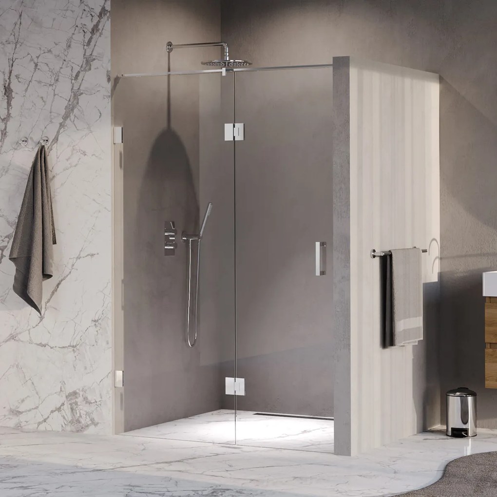 Brauer Void profielloze nisdeur 130cm met draaideur 60cm aan glas chroom