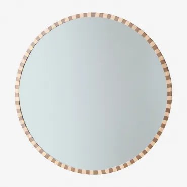 Ronde Wandspiegel In Eikenhout Ø110 Cm Sapeira Eikenhout - Sklum