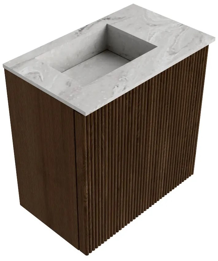 Mondiaz Joya DLux 40cm toiletmeubel walnut met wastafel faye links 1 kraangat glace