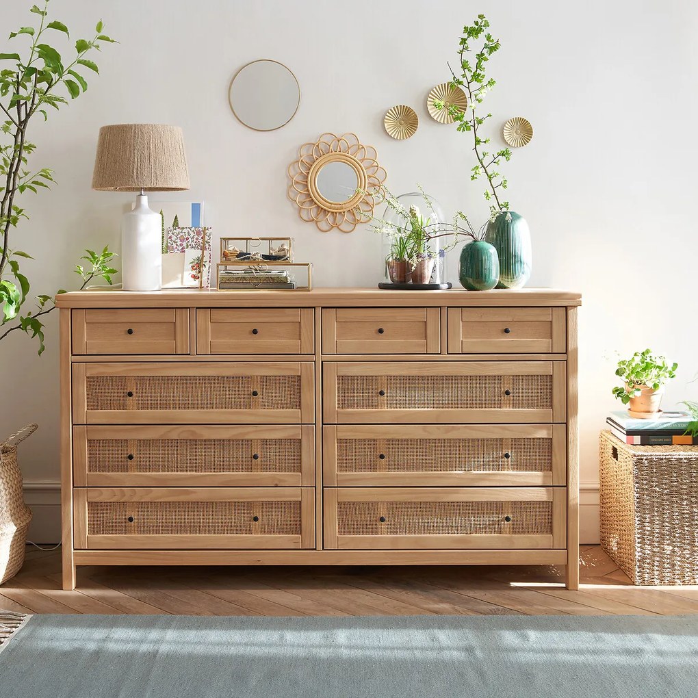 Spiegel in rotan, dubbel bloemvormig Ø36 cm, Nogu