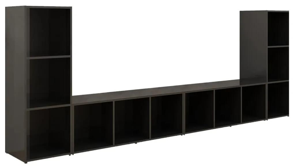 vidaXL Tv-meubelen 4 st 107x35x37 cm spaanplaat hoogglans zwart