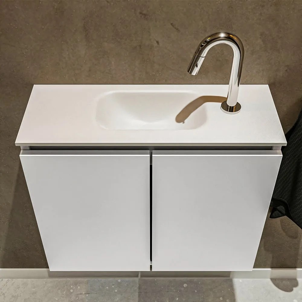 Mondiaz Ture 60cm toiletmeubel talc met wastafel talc midden 1 kraangat