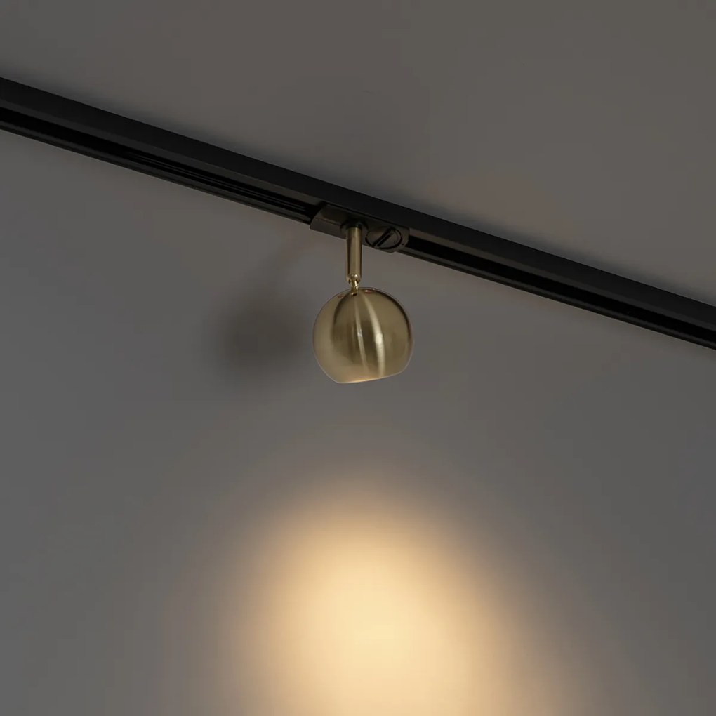 Moderne 1-fase railspot zwart met goud - Iconic Gissi