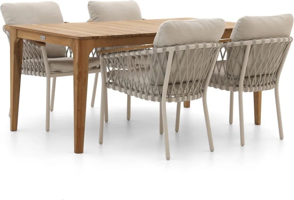 Diningset Bellagio  | 4 personen teakhout | Tuinset stapelbaar | 5-delig | Kees Smit Tuinmeubelen
