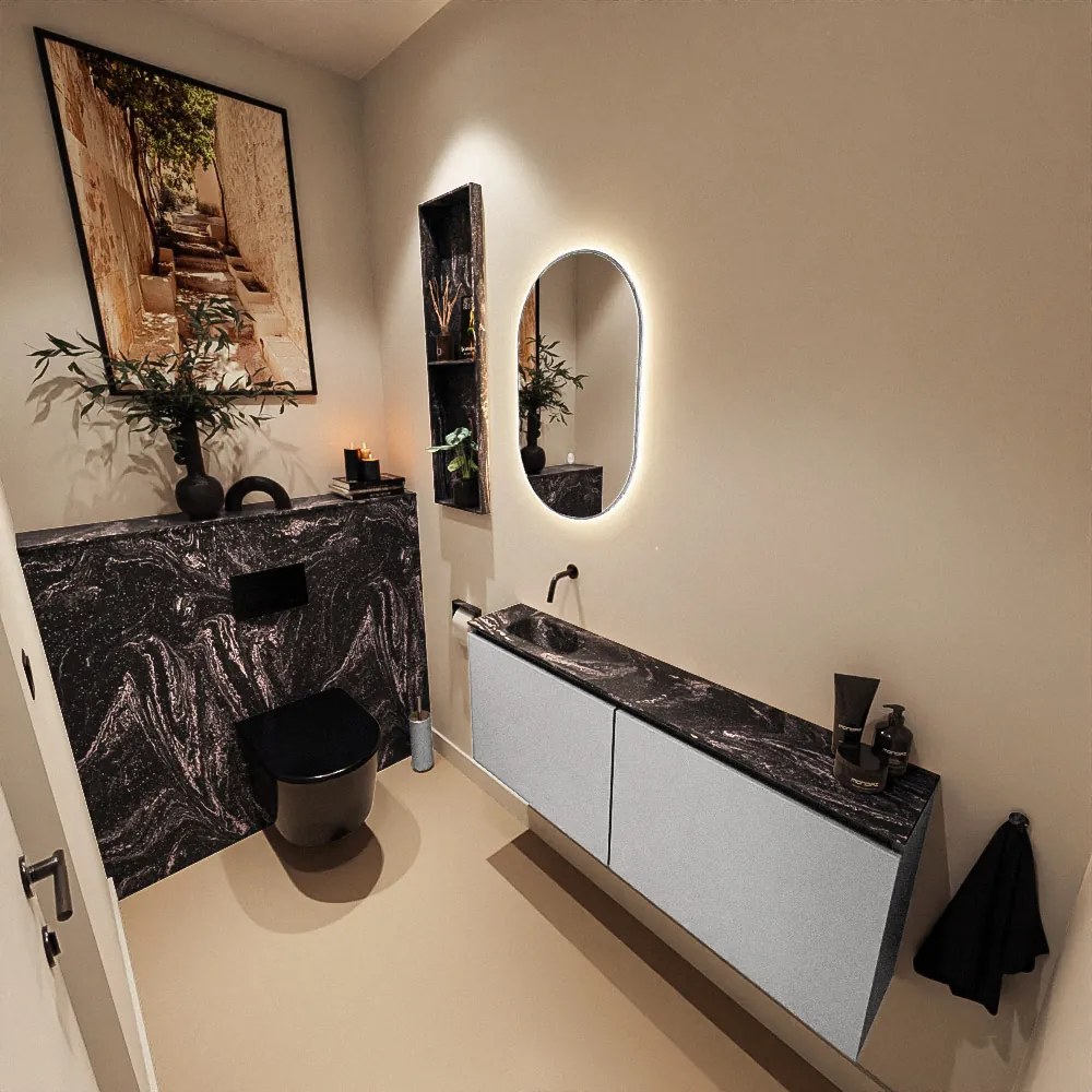 Mondiaz Ture DLux toiletmeubel 120cm plata met wastafel lava links zonder kraangat