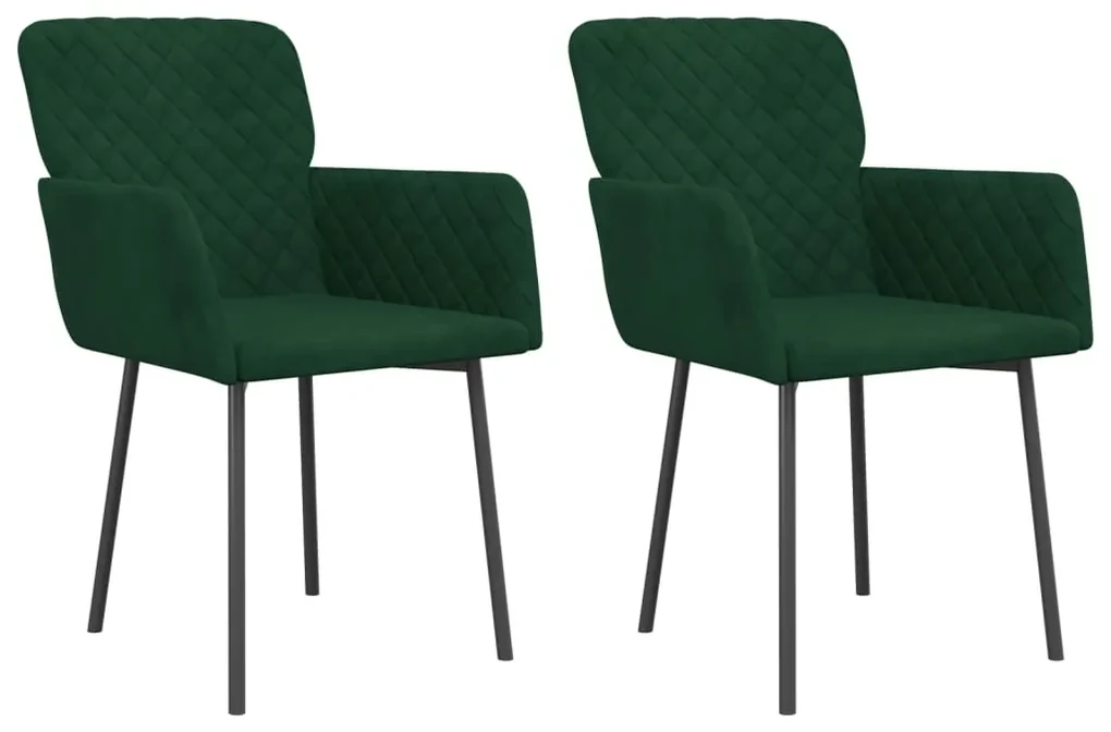 vidaXL Eetkamerstoelen 2 st fluweel donkergroen