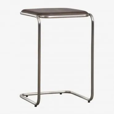 Vierkante Bijzettafel 35x35 Cm Van Acaciahout En Roestvrij Staal Altrex Donker Acaciabruin - Sklum