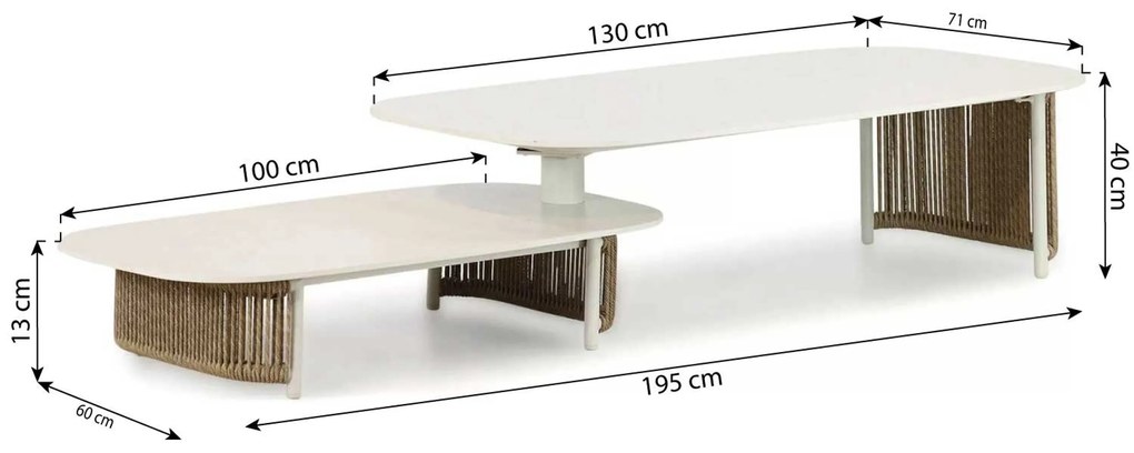 Hoek loungeset 6 personen Aluminium/rope Taupe Coco Colorado